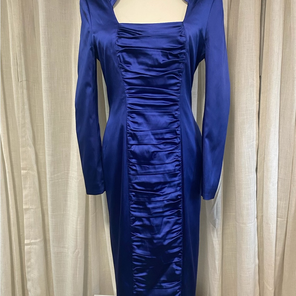 Frank Usher: Elegant Blue Satin Dress